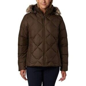 Columbia NEW Women's Down  Quilted Jacket Olive Green Size Small B582 Fur Hood